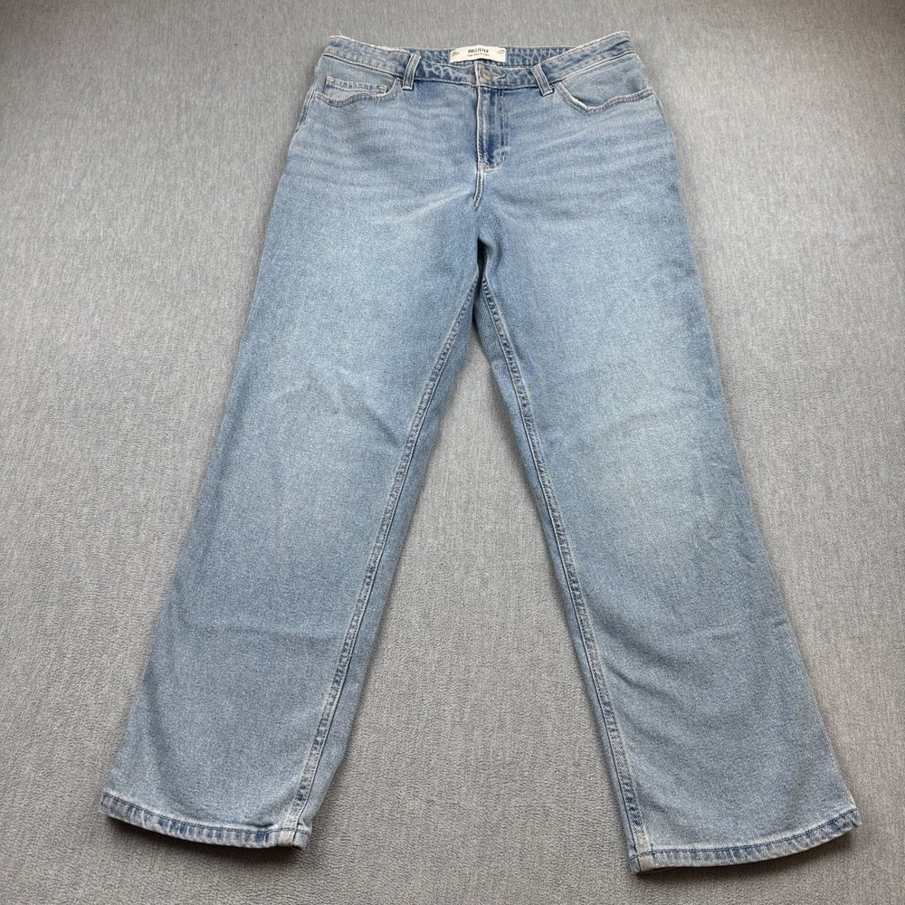 Hollister Jeans Womens 14R 32x30 Blue High-Rise Straight Med Wash Stretch Button